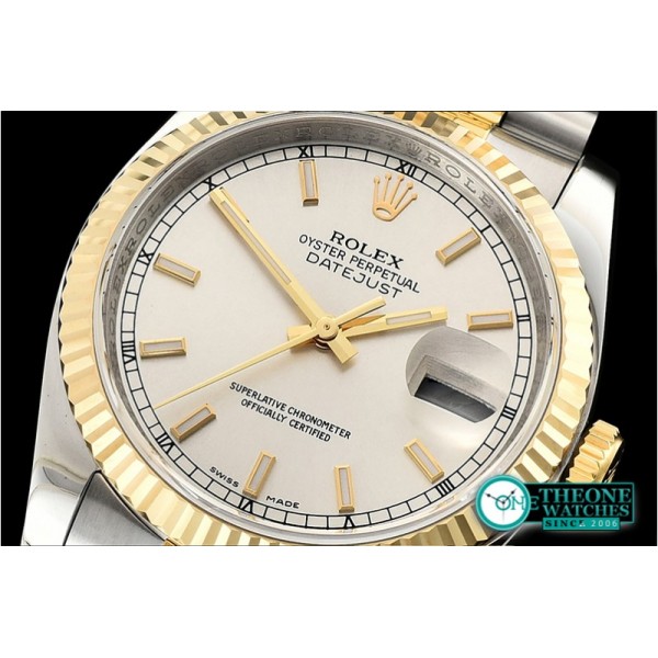 Rolex - Datejust 36mm Flt YG/SS S.Wht/Stk Jub ARF Asia SH3135