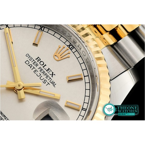 Rolex - Datejust 36mm Flt YG/SS S.Wht/Stk Jub ARF Asia SH3135