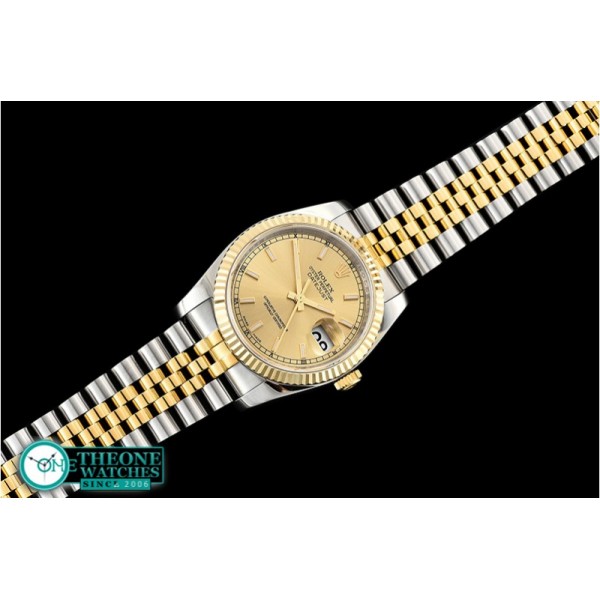 Rolex - Datejust 36mm Flt YG/SS Gold/Stk Jub ARF Asia SH3135