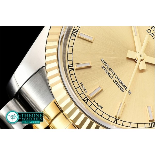 Rolex - Datejust 36mm Flt YG/SS Gold/Stk Jub ARF Asia SH3135