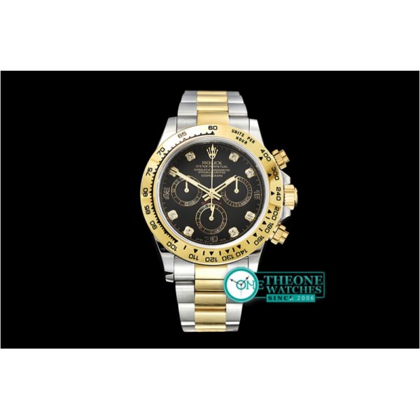 Rolex - Daytona 116523 YG/SS Black Diam OMF A7750 Mod