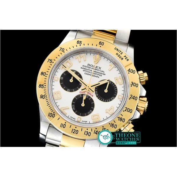 Rolex - Daytona 116523 YG/SS White Num OMF A7750 Mod