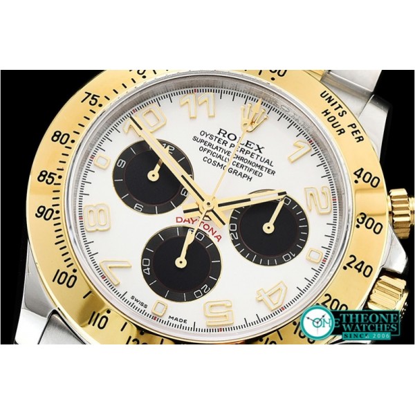 Rolex - Daytona 116523 YG/SS White Num OMF A7750 Mod