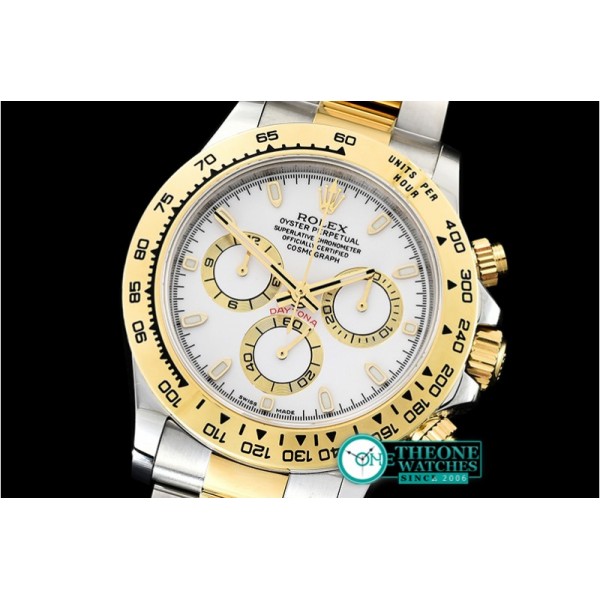 Rolex - Daytona 116523 YG/SS White Stk OMF A7750 Mod