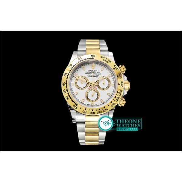 Rolex - Daytona 116523 YG/SS White Stk OMF A7750 Mod