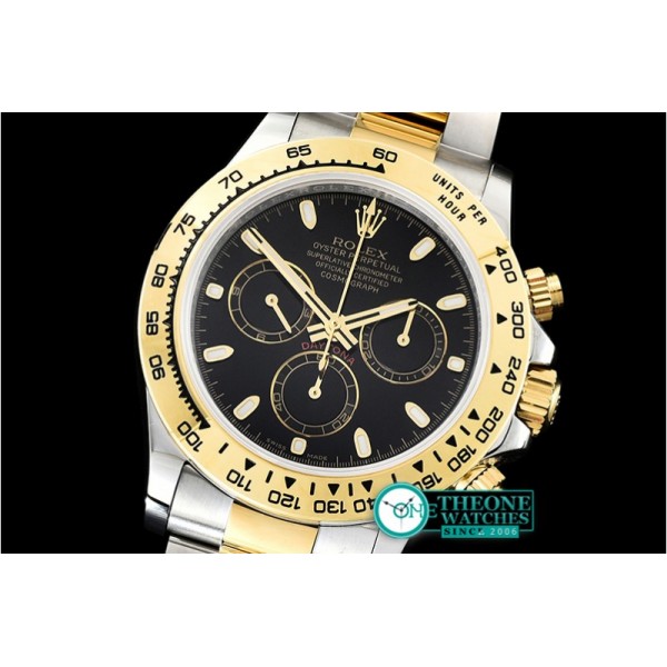 Rolex - Daytona 116523 YG/SS Black Stk OMF A7750 Mod