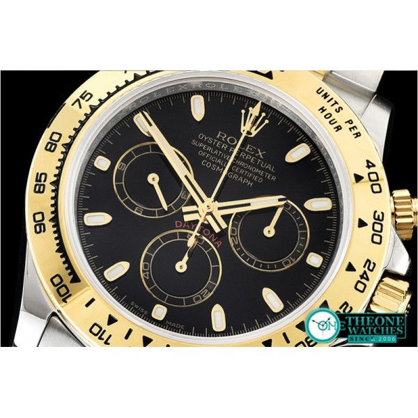 Rolex - Daytona 116523 YG/SS Black Stk OMF A7750 Mod