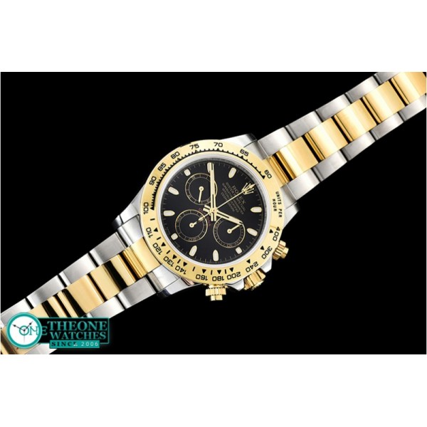 Rolex - Daytona 116523 YG/SS Black Stk OMF A7750 Mod