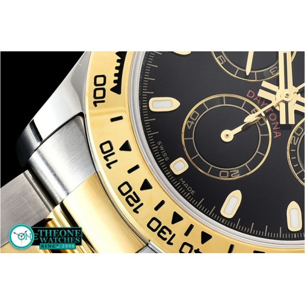 Rolex - Daytona 116523 YG/SS Black Stk OMF A7750 Mod