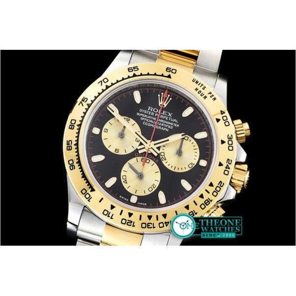 Rolex - Daytona 116523 YG/SS Blk/Gold Stk OMF A7750 Mod