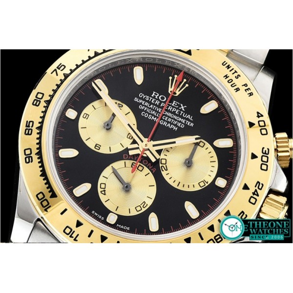 Rolex - Daytona 116523 YG/SS Blk/Gold Stk OMF A7750 Mod