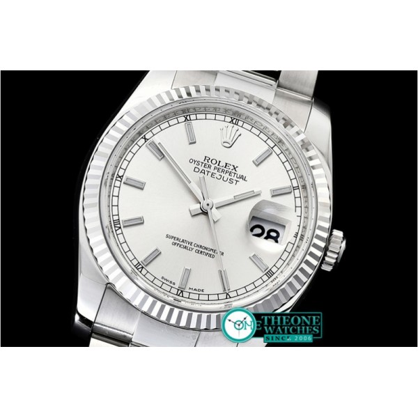 Rolex - DJ 36mm Oyst Flt 904L SS/SS Silv Wht/Stk ARF A3135 Mod