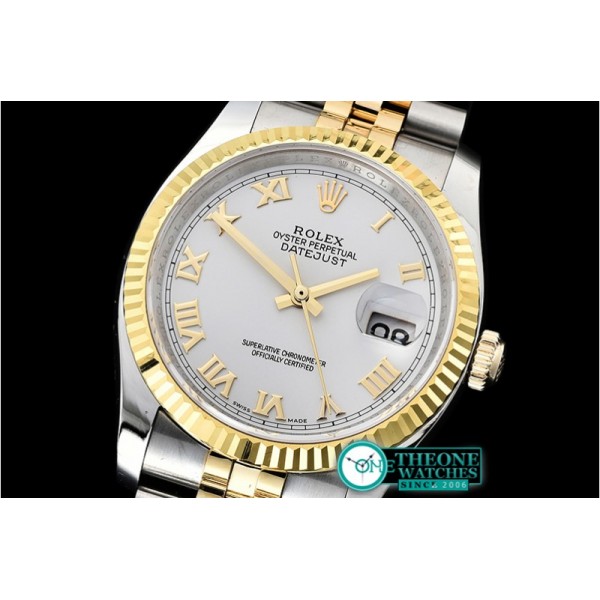 Rolex - DJ 36mm Jub Flt 904L Wrapped YG/SS Wht/Rmn GMF A3135