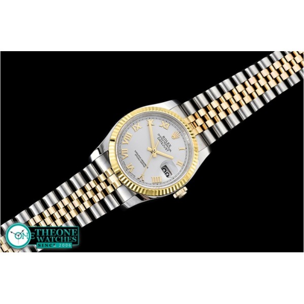 Rolex - DJ 36mm Jub Flt 904L Wrapped YG/SS Wht/Rmn GMF A3135