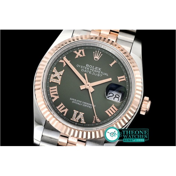 Rolex - DateJust 36mm Jub Flt 904L RG/SS Grn/DiRmn GMF A2836