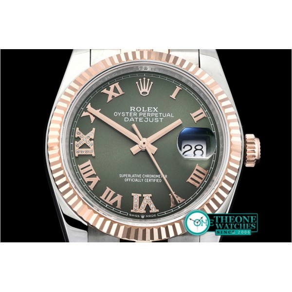 Rolex - DateJust 36mm Jub Flt 904L RG/SS Grn/DiRmn GMF A2836