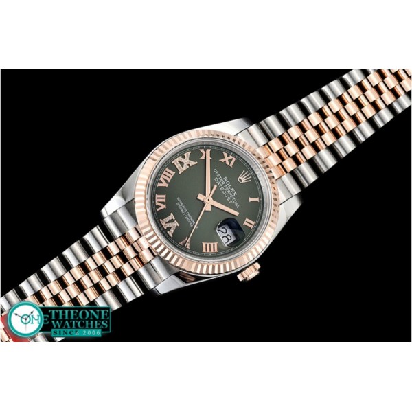 Rolex - DateJust 36mm Jub Flt 904L RG/SS Grn/DiRmn GMF A2836