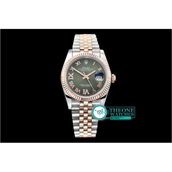 Rolex - DateJust 36mm Jub Flt 904L RG/SS Grn/DiRmn GMF A2836