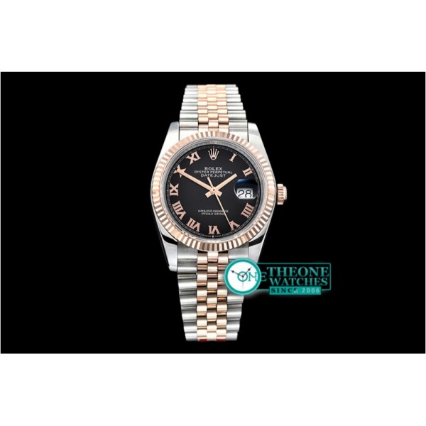 Rolex - DateJust 36mm Jub Flt 904L RG/SS Black/Rmn GMF A2836