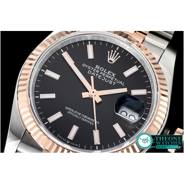 Rolex - DateJust 36mm Jub Flt 904L RG/SS Blk/Stk GMF A2836