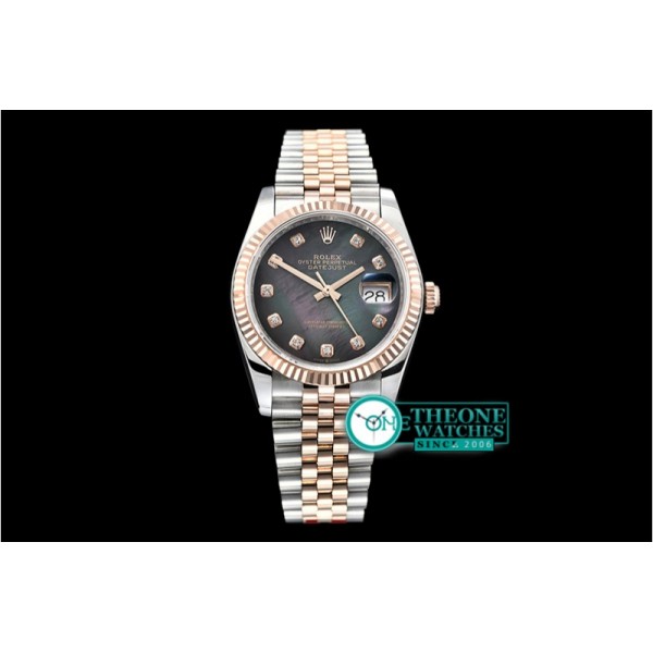 Rolex - DateJust 36mm Jub Flt 904L RG/SS B MOP/Diam GMF A2836