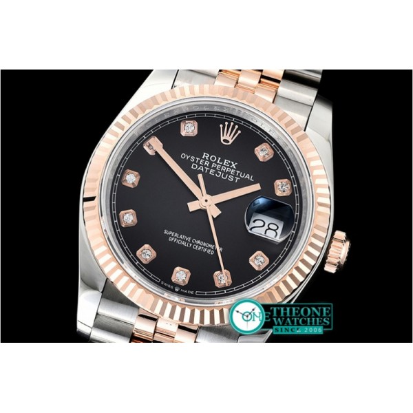 Rolex - DateJust 36mm Jub Flt 904L RG/SS Blk/Diam GMF A2836