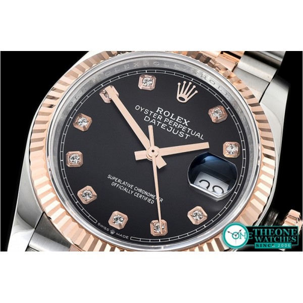 Rolex - DateJust 36mm Jub Flt 904L RG/SS Blk/Diam GMF A2836