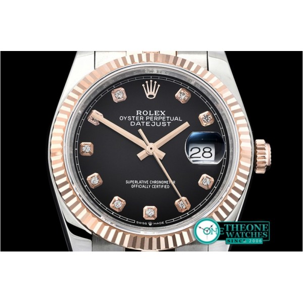 Rolex - DateJust 36mm Jub Flt 904L RG/SS Blk/Diam GMF A2836