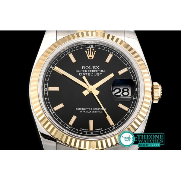 Rolex - DJ 36mm Jub Flt 904L YG/SS Black ARF A3135 Mod