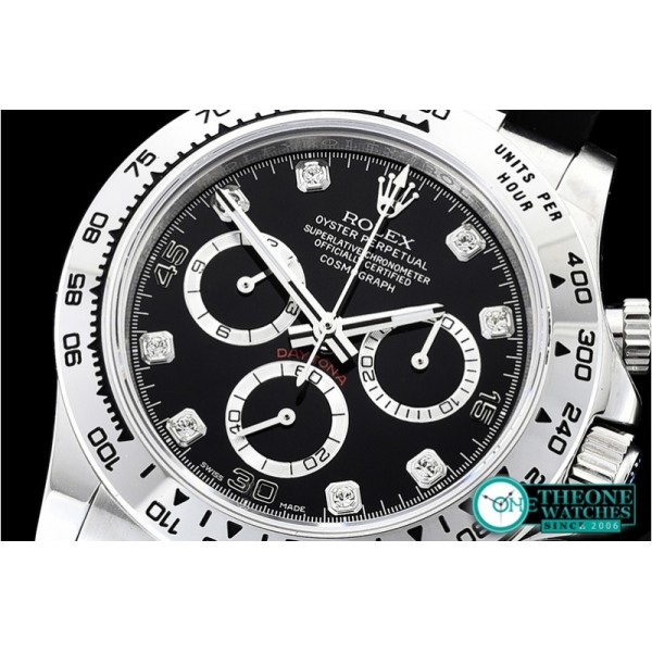 Rolex - Daytona 116509 SS/RU Blk/Diams OMF A4130 Mod