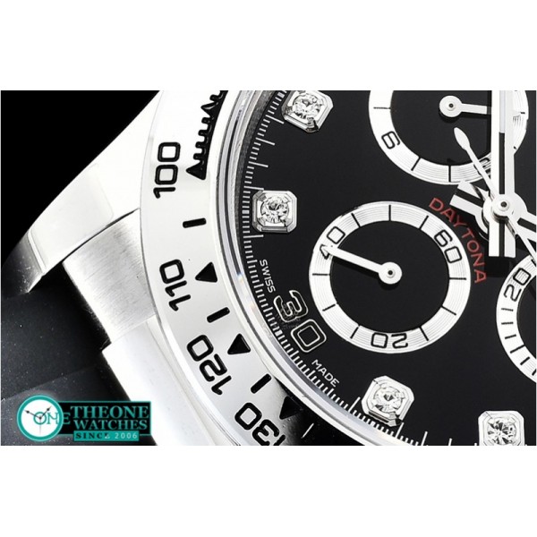 Rolex - Daytona 116509 SS/RU Blk/Diams OMF A4130 Mod