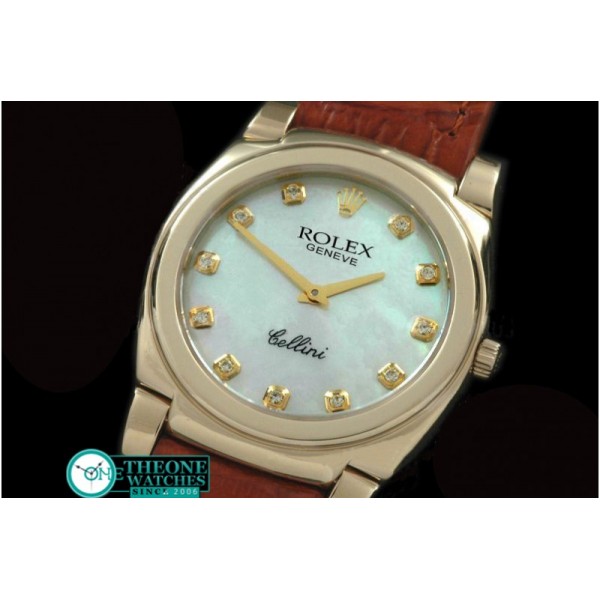 Rolex - Cellini YG/LE MOP White Diam Swiss Quartz