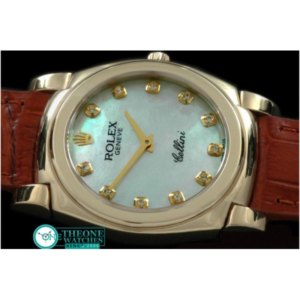 Rolex - Cellini YG/LE MOP White Diam Swiss Quartz