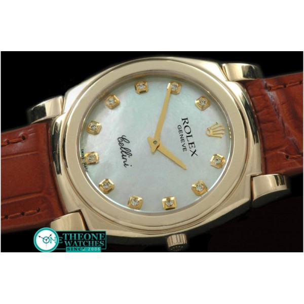 Rolex - Cellini YG/LE MOP White Diam Swiss Quartz