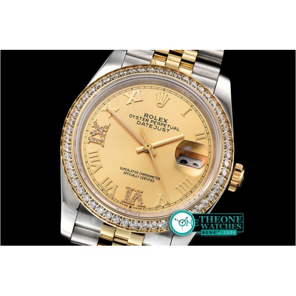 Rolex - DateJust 36mm Jub Diams YG/SS Gold/Rmn/Dm BP A2813