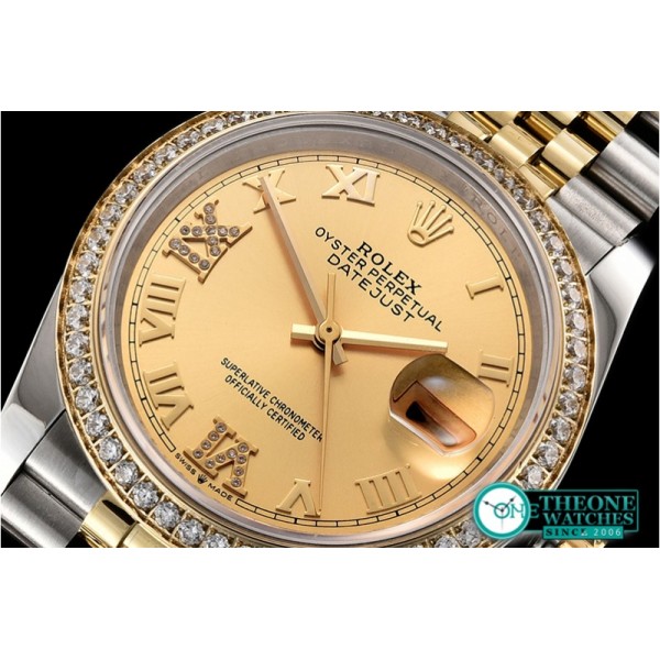 Rolex - DateJust 36mm Jub Diams YG/SS Gold/Rmn/Dm BP A2813