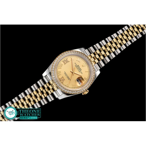 Rolex - DateJust 36mm Jub Diams YG/SS Gold/Rmn/Dm BP A2813