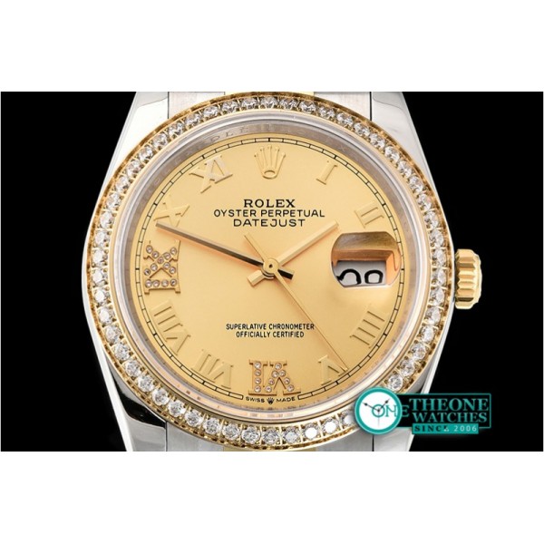 Rolex - DateJust 36mm Jub Diams YG/SS Gold/Rmn/Dm BP A2813