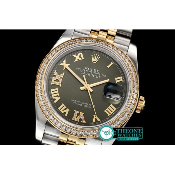 Rolex - DateJust 36mm Jub Diams YG/SS Green/Rmn/Dm BP A2813