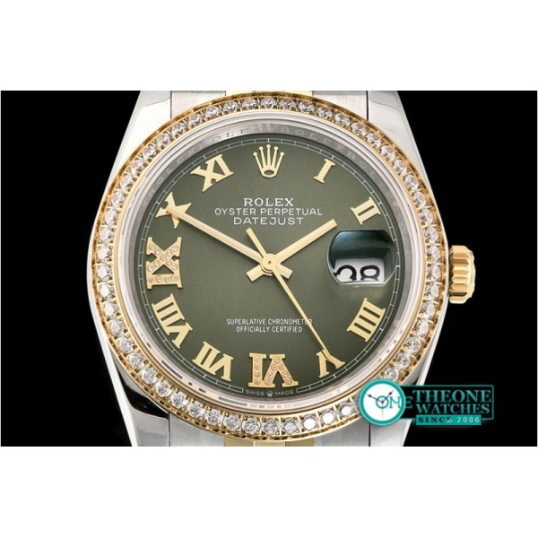 Rolex - DateJust 36mm Jub Diams YG/SS Green/Rmn/Dm BP A2813