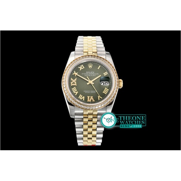 Rolex - DateJust 36mm Jub Diams YG/SS Green/Rmn/Dm BP A2813