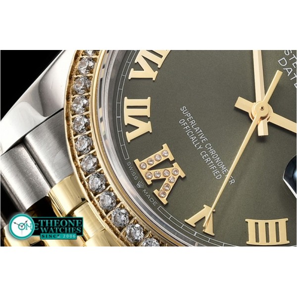 Rolex - DateJust 36mm Jub Diams YG/SS Green/Rmn/Dm BP A2813