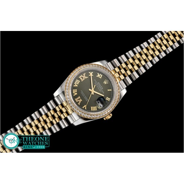 Rolex - DateJust 36mm Jub Diams YG/SS Green/Rmn/Dm BP A2813