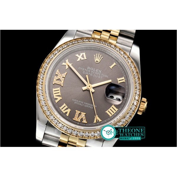 Rolex - DateJust 36mm Jub Diams YG/SS Grey/Rmn/Dm BP A2813