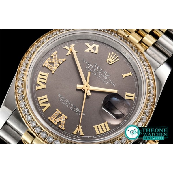 Rolex - DateJust 36mm Jub Diams YG/SS Grey/Rmn/Dm BP A2813