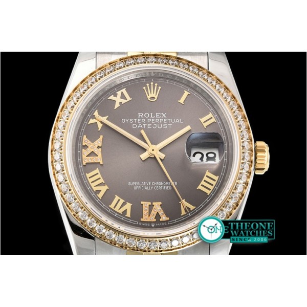 Rolex - DateJust 36mm Jub Diams YG/SS Grey/Rmn/Dm BP A2813