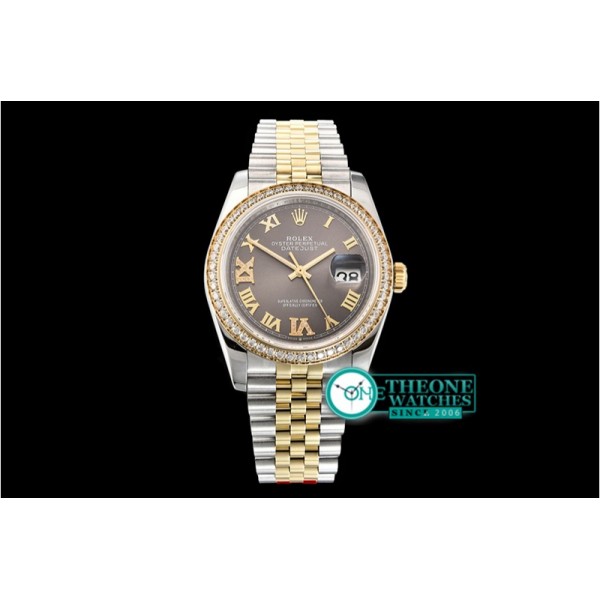 Rolex - DateJust 36mm Jub Diams YG/SS Grey/Rmn/Dm BP A2813