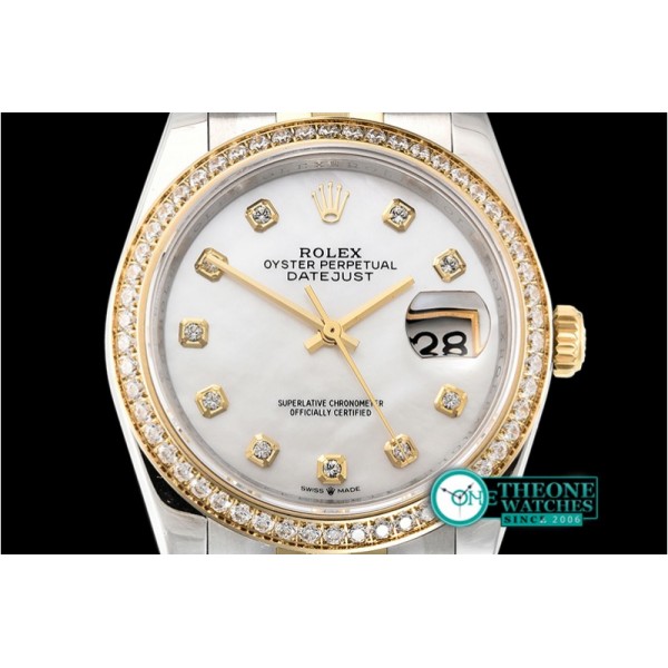 Rolex - DateJust 36mm Jub Diams YG/SS Wht MOP/Diams BP A2813