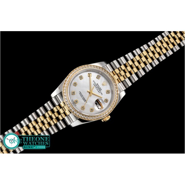 Rolex - DateJust 36mm Jub Diams YG/SS Wht MOP/Diams BP A2813