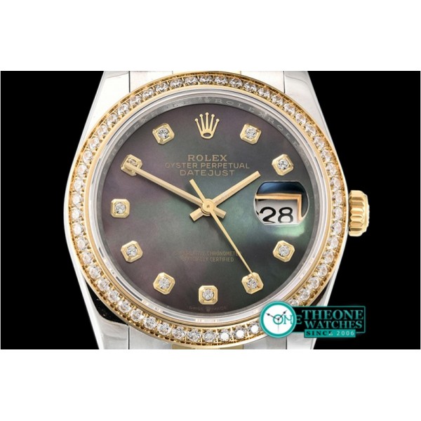 Rolex - DateJust 36mm Jub Diams YG/SS Blk MOP/Diams BP A2813